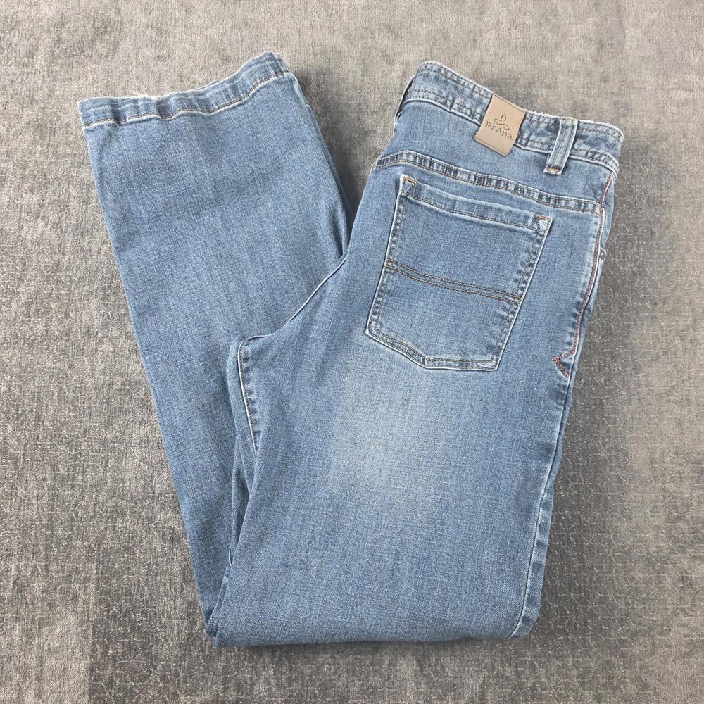 Prana Jeans Straight Leg Men's 35x32 Blue Denim Medium Wash‎ Organic Cotton Prep